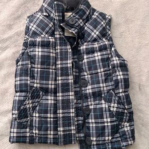 Plaid puffy vest